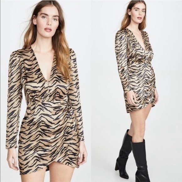 Reformation Dress Animal Print Toro Rajah Mini Dress 2 NWT - Picture 1 of 9